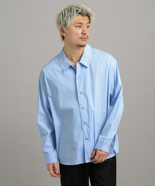 LURAKU（ルラク）の「【LURAKU】oversized open-collar shirt / オーバーサイズオープンカラーシャツ（シャツ/ブラウス・メンズ・ブルー/ホワイト/スカイブルー・LARGE/MEDIUM/SMALL）」の13枚目の写真