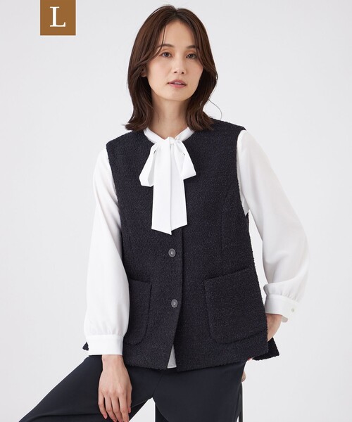 L】【ウォッシャブル】ミックスツィードジレ（ベスト）｜TRANS WORK