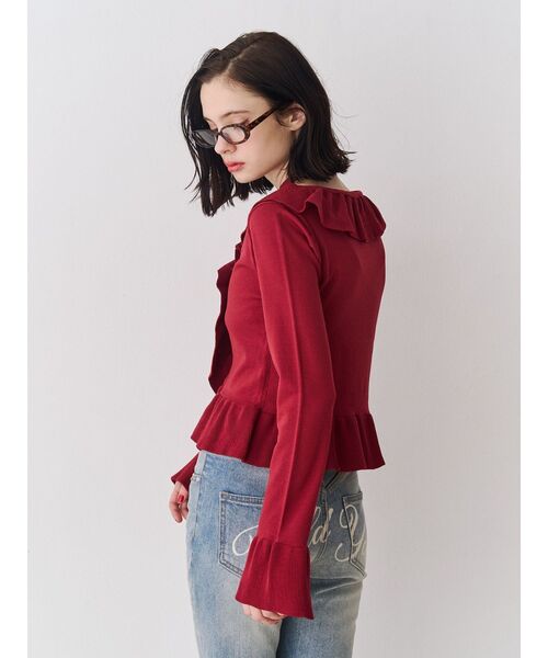 jouetie（ジュエティ）の「ラッフルフリルコサージュニット（ニット/セーター・レディース・ブラック/ブルー/ボルドー・MEDIUM）」の12枚目の写真