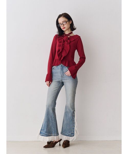 jouetie（ジュエティ）の「ラッフルフリルコサージュニット（ニット/セーター・レディース・ブラック/ブルー/ボルドー・MEDIUM）」の15枚目の写真