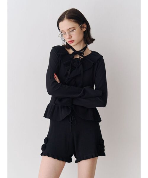 jouetie（ジュエティ）の「ラッフルフリルコサージュニット（ニット/セーター・レディース・ブラック/ブルー/ボルドー・MEDIUM）」の18枚目の写真