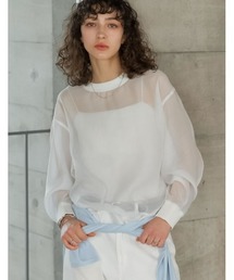 [2026S/S COLLECTION]ソフトオーガンジーアウトステッチシアーリブプルオーバー