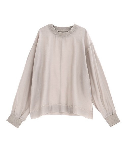 Re:EDIT（リエディ）の「[2026S/S COLLECTION]ソフトオーガンジーアウトステッチシアーリブプルオーバー（Tシャツ/カットソー・レディース・グレイッシュベージュ/アイボリー/ブラック・LARGE/MEDIUM）」の22枚目の写真