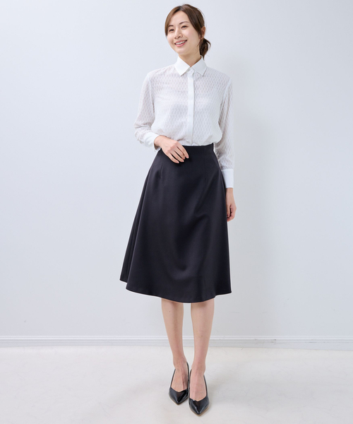 NARACAMICIE（ナラカミーチェ）の「【NARACAMICIE】カットジャガード九分袖ブラウス（シャツ/ブラウス・レディース・ブラック/ホワイト/ピンク・M/L）」の4枚目の写真