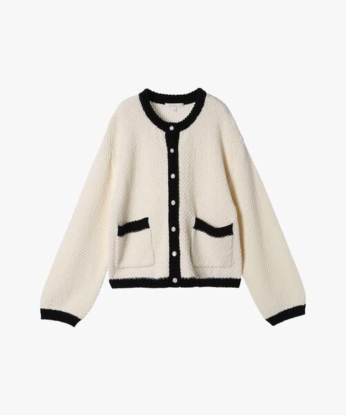 To b. by agnes b.(トゥービーバイアニエスベー)の「バイカラー ニット カーディガン(カーディガン/ボレロ・レディース・ホワイト系その他・FREE)」の2枚目の写真