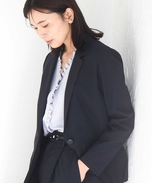 MK MICHEL KLEIN（エムケーミッシェルクラン）の「[イージーケア/洗える]ドライタッチストレッチ テーラードジャケット（テーラードジャケット・レディース・ネイビー/グレイッシュベージュ・38/40）」の3枚目の写真