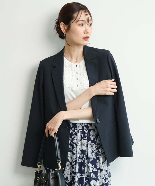 MK MICHEL KLEIN（エムケーミッシェルクラン）の「[イージーケア/洗える]ドライタッチストレッチ テーラードジャケット（テーラードジャケット・レディース・ネイビー/グレイッシュベージュ・38/40）」の20枚目の写真