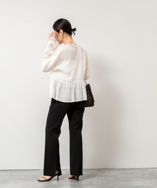 NOLLEY’S Sophi（ノーリーズソフィ）の「ウォッシャブルカットジョーゼットスリットパンツ（その他パンツ・レディース・オフホワイト/ブラック・36/38/34）」の19枚目の写真