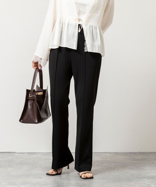 NOLLEY’S Sophi（ノーリーズソフィ）の「ウォッシャブルカットジョーゼットスリットパンツ（その他パンツ・レディース・オフホワイト/ブラック・36/38/34）」の16枚目の写真