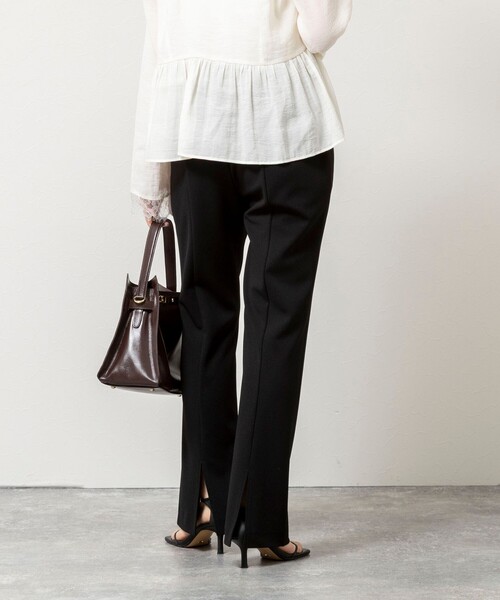 NOLLEY’S Sophi（ノーリーズソフィ）の「ウォッシャブルカットジョーゼットスリットパンツ（その他パンツ・レディース・オフホワイト/ブラック・36/38/34）」の14枚目の写真