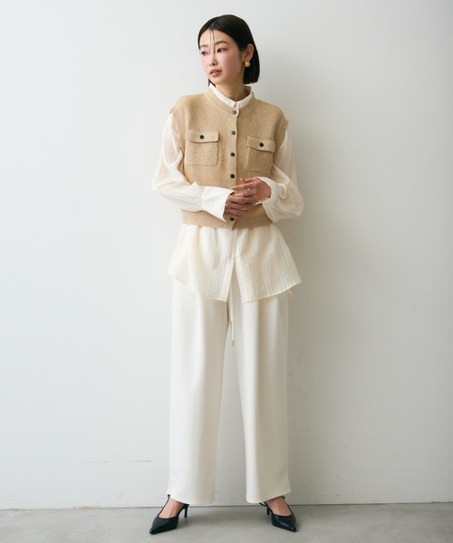 Trish（トリッシュ）の「ガーター編みポケット付きベスト（ベスト・レディース・ピンク/ベージュ・MEDIUM）」の16枚目の写真