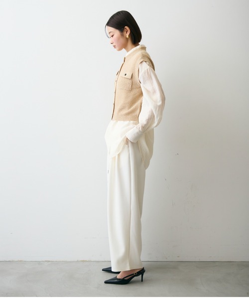 Trish（トリッシュ）の「ガーター編みポケット付きベスト（ベスト・レディース・ピンク/ベージュ・MEDIUM）」の15枚目の写真