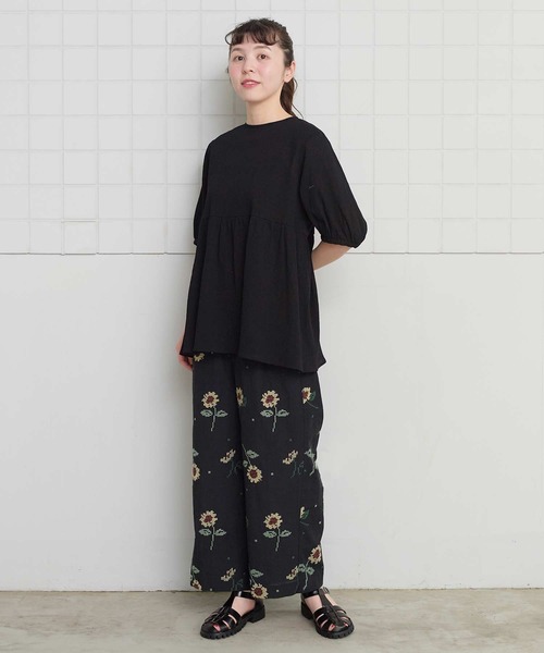 l'atelier du savon(アトリエドサボン)の「クロスステッチ ひまわり刺繍パンツ(その他パンツ・レディース・ブラック/アイボリー・FREE)」の16枚目の写真