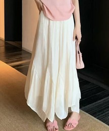 ランダムヘム ロングスカート ウエストゴム