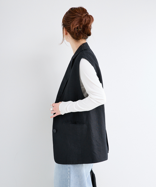 B.C STOCK(ベーセーストック)の「手洗い可 / フレンチリネンジレ(その他アウター・レディース・ベージュ/ブラック/ブラウン・FREE)」の7枚目の写真
