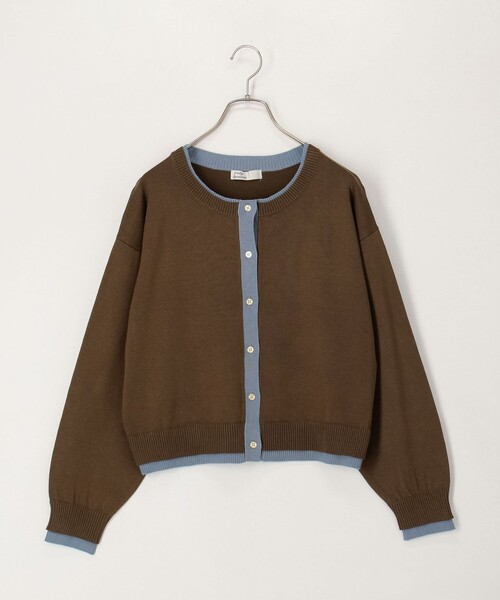 fredy couleur（フレディクルール）の「配色レイヤード風カーディガン（ニット/セーター・レディース・オフホワイト/ブラック/ピンク/ブラウン・38）」の3枚目の写真