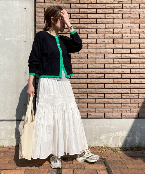 fredy couleur（フレディクルール）の「配色レイヤード風カーディガン（ニット/セーター・レディース・オフホワイト/ブラック/ピンク/ブラウン・38）」の5枚目の写真