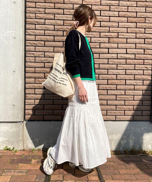 fredy couleur（フレディクルール）の「配色レイヤード風カーディガン（ニット/セーター・レディース・オフホワイト/ブラック/ピンク/ブラウン・38）」の7枚目の写真