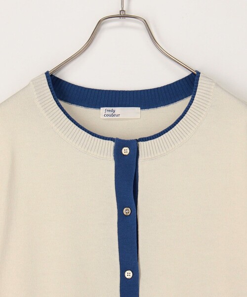 fredy couleur（フレディクルール）の「配色レイヤード風カーディガン（ニット/セーター・レディース・オフホワイト/ブラック/ピンク/ブラウン・38）」の19枚目の写真