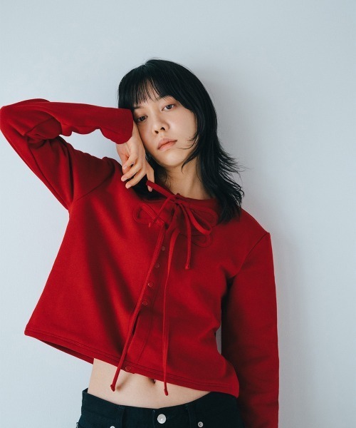 soduk(スドーク)の「ribbon cardigan(カーディガン/ボレロ・レディース・レッド/グレー/パープル/ブラック・ONE SIZE)」の10枚目の写真