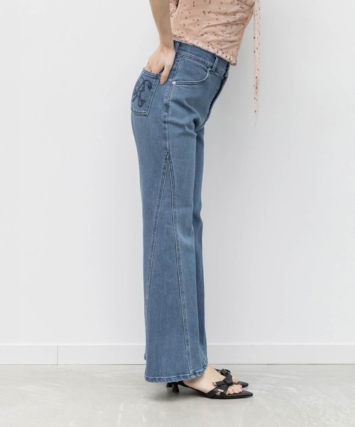 RANDA（ランダ）の「【00サイズあり】ロゴ刺繍ハイウエストデニムパンツ（その他パンツ・レディース・インディゴブルー/ブルー/ライトブルー・0/00/1）」の3枚目の写真