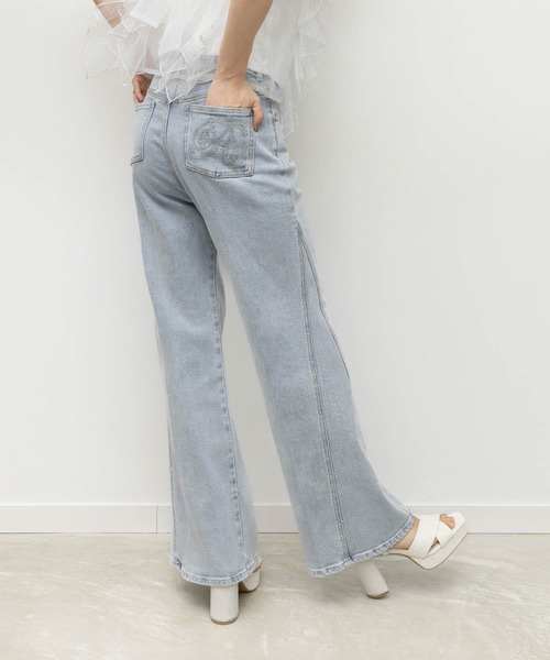 RANDA（ランダ）の「【00サイズあり】ロゴ刺繍ハイウエストデニムパンツ（その他パンツ・レディース・インディゴブルー/ブルー/ライトブルー・0/00/1）」の2枚目の写真