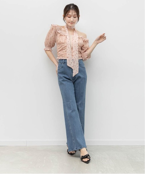 RANDA（ランダ）の「【00サイズあり】ロゴ刺繍ハイウエストデニムパンツ（その他パンツ・レディース・インディゴブルー/ブルー/ライトブルー・0/00/1）」の6枚目の写真