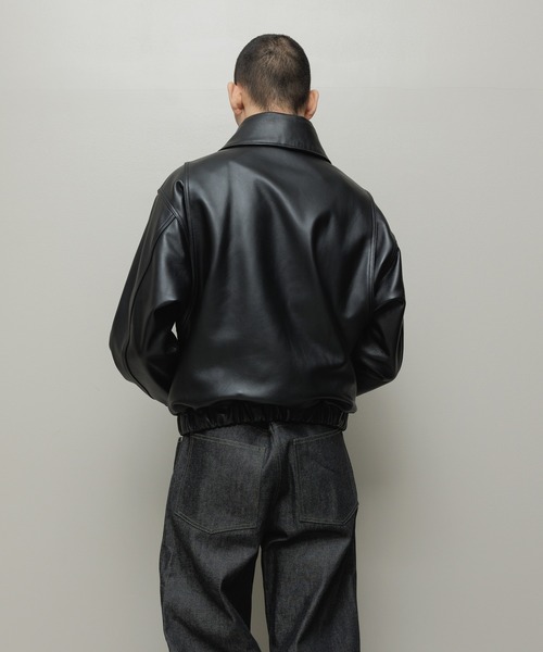 bal(バル)の「LEATHER FLIGHT BOMBER JACKET(ミリタリージャケット・メンズ・ブラック/ブラウン・3/2/1)」の6枚目の写真