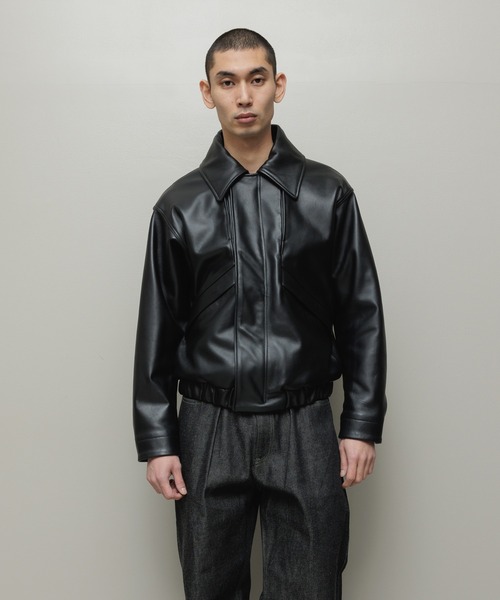 bal(バル)の「LEATHER FLIGHT BOMBER JACKET(ミリタリージャケット・メンズ・ブラック/ブラウン・3/2/1)」の3枚目の写真