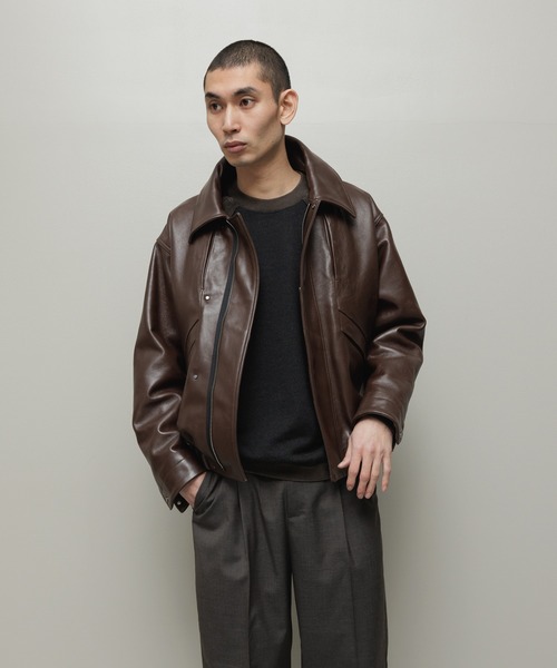 bal(バル)の「LEATHER FLIGHT BOMBER JACKET(ミリタリージャケット・メンズ・ブラック/ブラウン・3/2/1)」の14枚目の写真