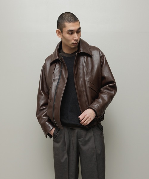 bal(バル)の「LEATHER FLIGHT BOMBER JACKET(ミリタリージャケット・メンズ・ブラック/ブラウン・3/2/1)」の15枚目の写真