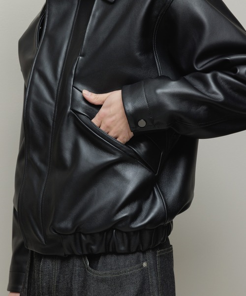 bal(バル)の「LEATHER FLIGHT BOMBER JACKET(ミリタリージャケット・メンズ・ブラック/ブラウン・3/2/1)」の9枚目の写真