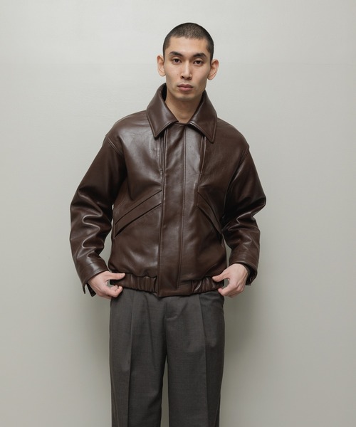 bal(バル)の「LEATHER FLIGHT BOMBER JACKET(ミリタリージャケット・メンズ・ブラック/ブラウン・3/2/1)」の11枚目の写真