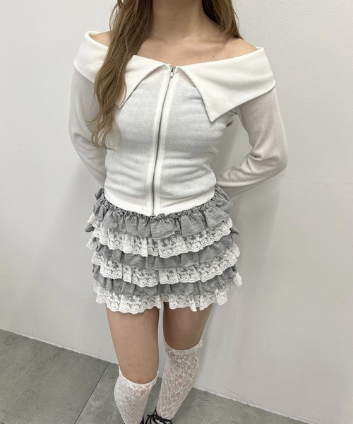 PHILLY(フィリー)の「オフショルジップトップス(Tシャツ/カットソー・レディース・ホワイト/グレー/ブラック・FREE)」の13枚目の写真