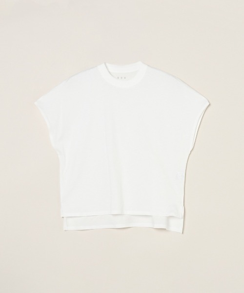three dots(スリードッツ)の「ミルキージャージー フレンチスリーブTシャツ(Tシャツ/カットソー・レディース・ブラック/ホワイト系その他/ベージュ系その他・S/M)」の4枚目の写真