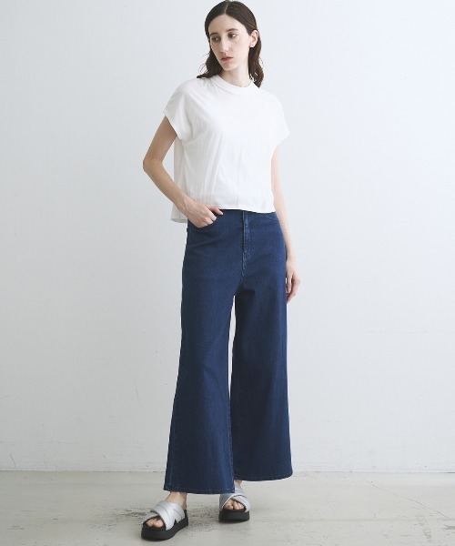 three dots(スリードッツ)の「ミルキージャージー フレンチスリーブTシャツ(Tシャツ/カットソー・レディース・ブラック/ホワイト系その他/ベージュ系その他・S/M)」の13枚目の写真