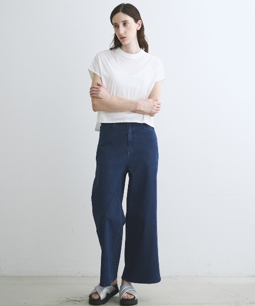 three dots(スリードッツ)の「ミルキージャージー フレンチスリーブTシャツ(Tシャツ/カットソー・レディース・ブラック/ホワイト系その他/ベージュ系その他・S/M)」の12枚目の写真