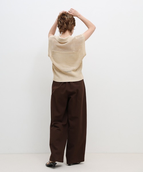select MOCA(セレクトモカ)の「ノースリーブメッシュニットポロ(ニット/セーター・レディース・モカ/ベージュ/カーキ/ブラック・FREE)」の7枚目の写真