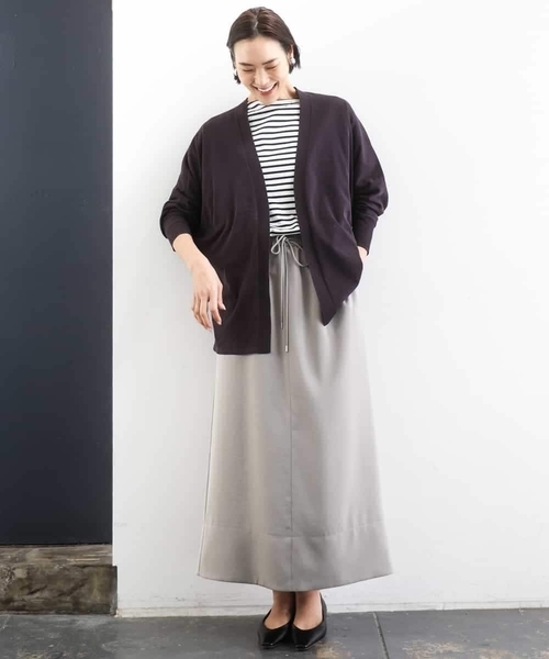MICHEL KLEIN（ミッシェル・クラン）の「[リラックスボトム]ダルサテン Iラインスカート（スカート・レディース・カーキ/ベージュ/チャコールグレー・38）」の8枚目の写真