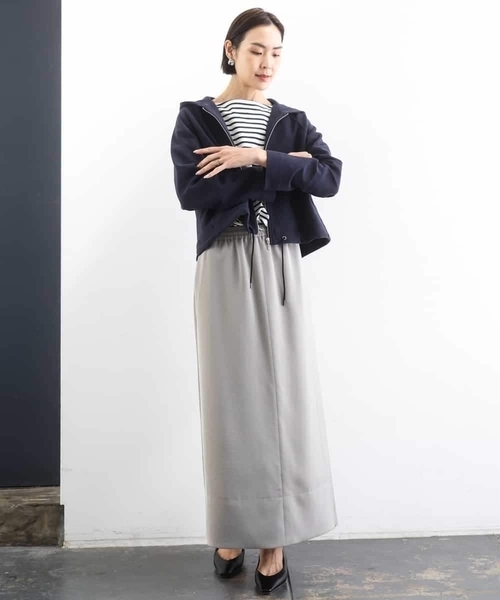 MICHEL KLEIN（ミッシェル・クラン）の「[リラックスボトム]ダルサテン Iラインスカート（スカート・レディース・カーキ/ベージュ/チャコールグレー・38）」の21枚目の写真
