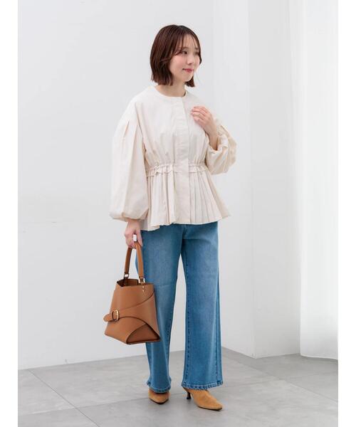 Te chichi（テチチ）の「袖バルーンペプラムプリーツブルゾン（ブルゾン・レディース・ブラック/ベージュ・F）」の6枚目の写真