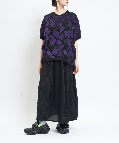 gomme（ゴム）の「チューリップバルーンＴ（Tシャツ/カットソー・レディース・グレー/ブラック/ホワイト・MEDIUM）」の5枚目の写真