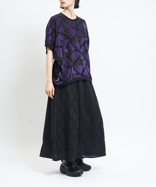 gomme（ゴム）の「チューリップバルーンＴ（Tシャツ/カットソー・レディース・グレー/ブラック/ホワイト・MEDIUM）」の6枚目の写真