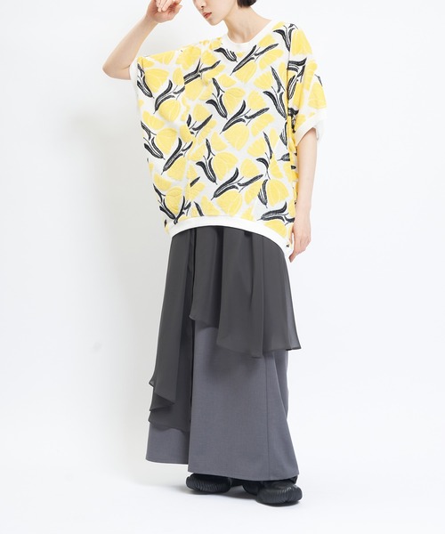 gomme（ゴム）の「チューリップバルーンＴ（Tシャツ/カットソー・レディース・グレー/ブラック/ホワイト・MEDIUM）」の9枚目の写真