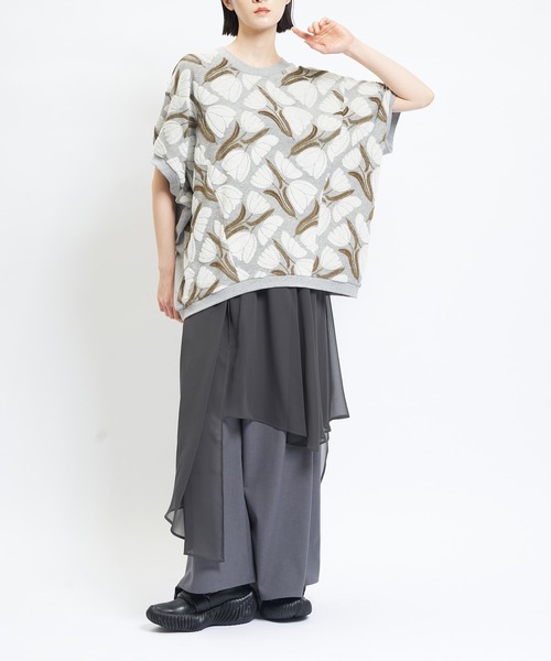 gomme（ゴム）の「チューリップバルーンＴ（Tシャツ/カットソー・レディース・グレー/ブラック/ホワイト・MEDIUM）」の11枚目の写真