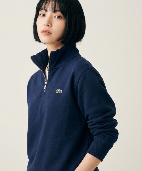 LACOSTE(ラコステ)の「【LACOSTE】ラコステ ジップアップ ハイネック スウェットシャツ(スウェット・レディース・グレー/ネイビー・MEDIUM/LARGE)」の1枚目の写真