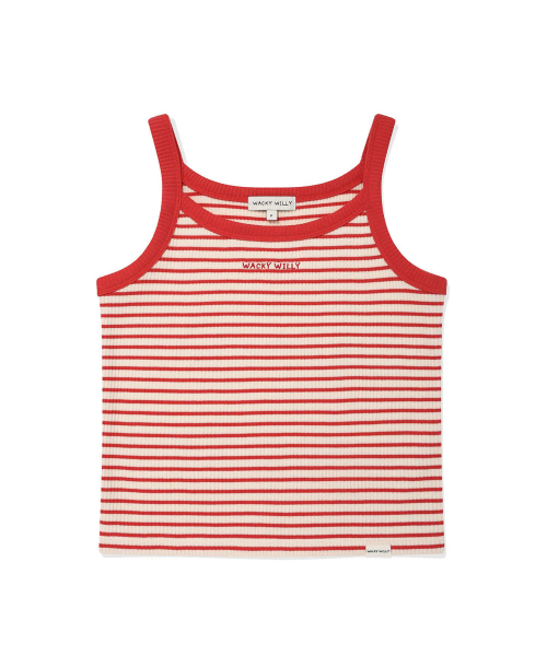 Wacky WiLLy(ワッキーウィリー)の「ウーマンズストライプスリーブレスレッド(Tシャツ/カットソー・レディース・その他・F)」の2枚目の写真