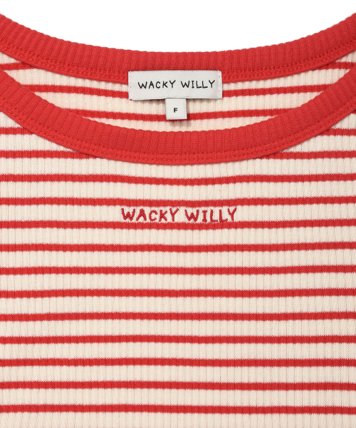 Wacky WiLLy(ワッキーウィリー)の「ウーマンズストライプスリーブレスレッド(Tシャツ/カットソー・レディース・その他・F)」の5枚目の写真