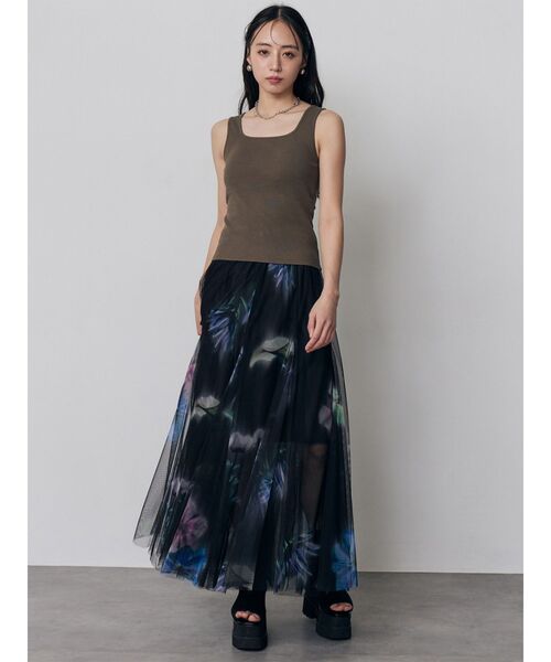 MURUA(ムルーア)の「ブラーフラワーフレアスカート(スカート・レディース・ブラウン/ブラック・FREE)」の20枚目の写真