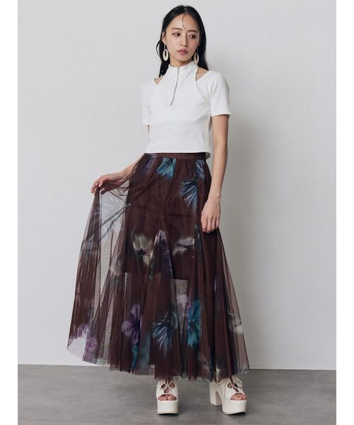 MURUA(ムルーア)の「ブラーフラワーフレアスカート(スカート・レディース・ブラウン/ブラック・FREE)」の17枚目の写真